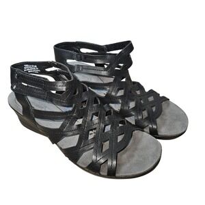 Baretraps Shoes Womens Size 8.5 Black Trella Gladiator Strappy Wedge Sandals